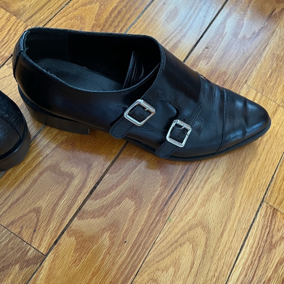 L'INTERVALLE Black Leather Double Buckle Oxfords - Picture 4 of 8